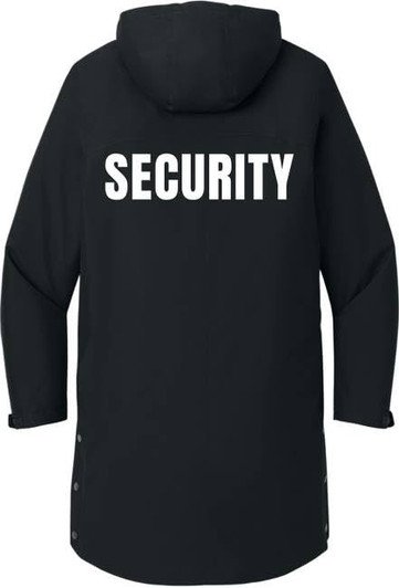 SECURITY Waterproof Insulated Sideline Parka Jacket Long Rain Coat with Hood (Double Sided Print)