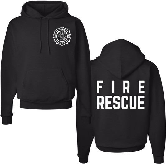 Fire Rescue Team Double Sided Hoodie Sweatshirt Printed Firefighter Dept. First Responder Warm Hooded Pullover