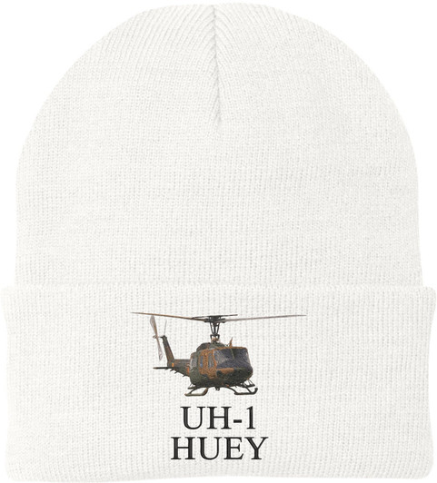 UH-1 Huey Embroidered Beanie USA Military Helicopter Aviation Acrylic Knit Cap