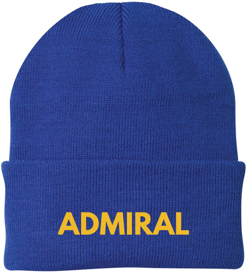 Admiral Embroidered Beanie | USA Military Navy Inspired Warm 100% Acrylic Winter Knit Hat for Men & Women