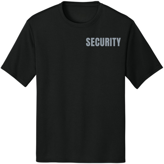 Moisture Wicking Security Printed T-Shirt | 100% Polyester Crewneck Uniform Guard Agent Shirt Sleeve Shirt