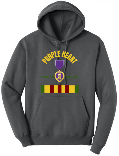 Purple Heart Vietnam Veteran Printed Hoodie USA Military Service Medal Graphic Polycotton Hooded Sweatshirt