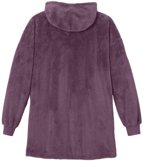 Oversized Plush Fleece Poncho for Women Sherpa Style 1/2 Zip Hooded Popover 100% Polyester