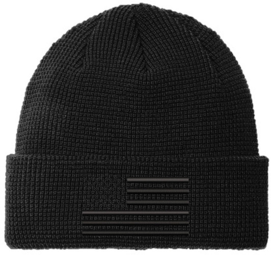 Thermal Knit Grid Watch Cap with Embroidered US American Flag, USA Tactical Beanie Winter Hat