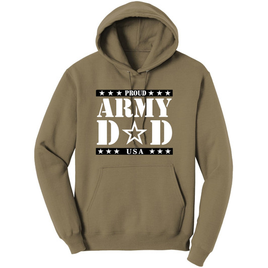 Proud Army Dad Printed Hoodie | Military Dad USA Star Graphic Sweatshirt | Patriotic Army Father Unisex Gift