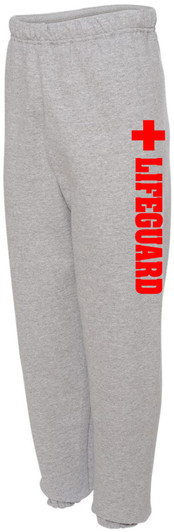 Lifeguard + Cross Side Print Sweatpants | Beach Rescue Water Safety Patrol Athletic Pants for Men & Women