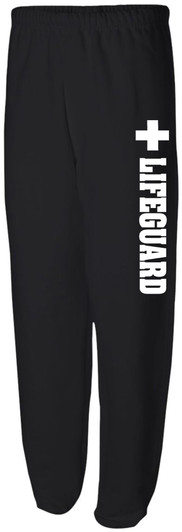Lifeguard + Cross Side Print Sweatpants | Beach Rescue Water Safety Patrol Athletic Pants for Men & Women