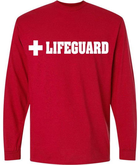 Lifeguard + Long Sleeve T-Shirt Double Sided Printed Unisex Crewneck Duty Guard Pool Watch Shirt