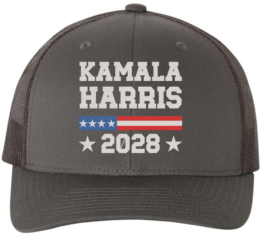 Kamala Harris 2028 Embroidered Trucker Hat Political Election Mesh Back Cap