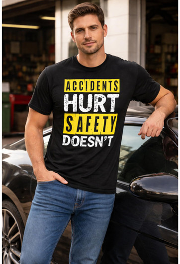 Accidents Hurt Safety Doesn’t T Shirt Funny Safety Graphic Tee Work Awareness Cotton Shirt, Black