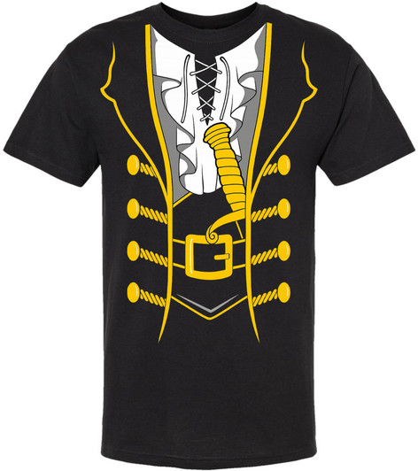 Pirate Costume Printed T-Shirt | Funny Halloween Cosplay Outfit Tee Shirt Captain Graphic Top, Black