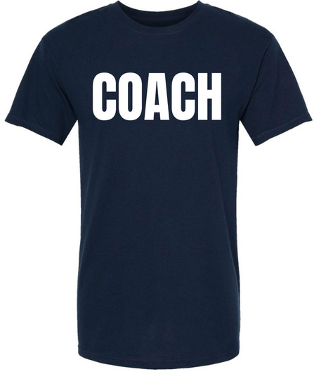 Coach T-Shirt | Sports Team Staff Uniform Crewneck Shirt for Trainers, Instructors & Athletics Dept 100% Cotton Short Sleeve