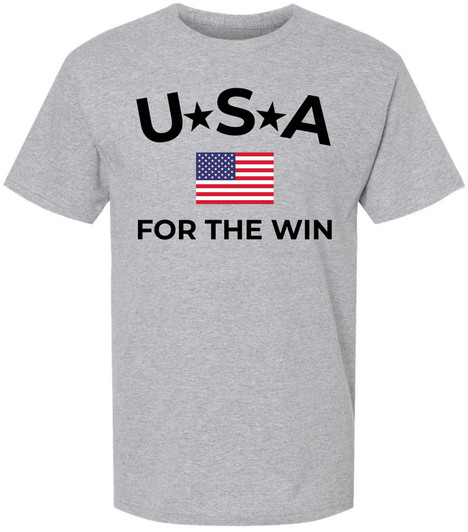 USA for the Win Printed T-Shirt | American Flag Graphic Tee Patriotic 4th of July USA Unisex 100% Cotton Shirt
