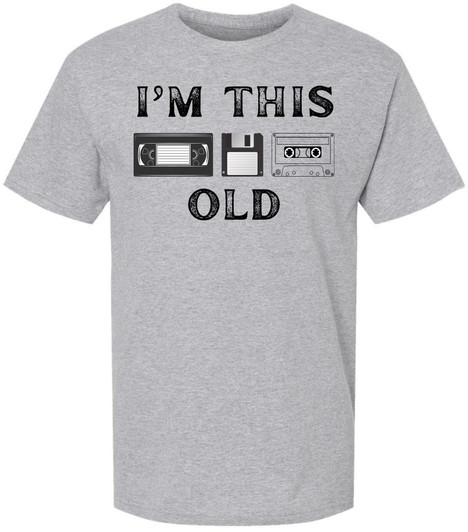 I'm This Old Printed T-Shirt Retro Tech 80s 90s Nostalgia Humor 100% Cotton Crewneck Tee