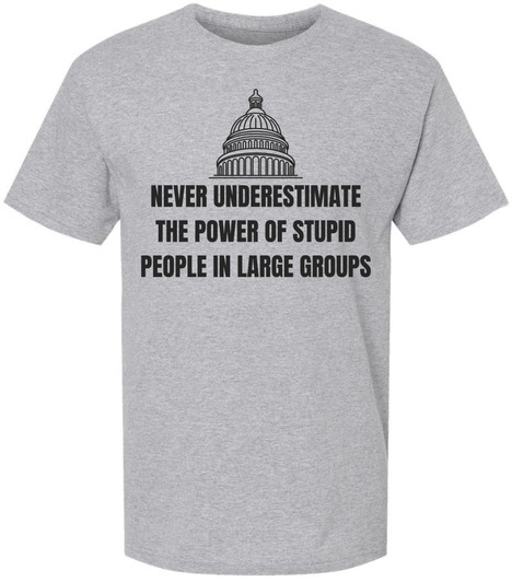 Never Underestimate The Power of Stupid People in Large Groups Printed T-Shirt | Funny Sarcastic Unisex Tee