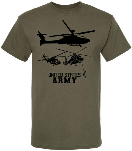 United States Army Black Hawk Helicopter & Special Forces Rappelling T-Shirt | US Training Crewneck Tee