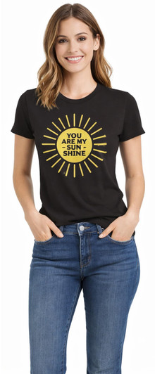 You Are My Sunshine Printed T-Shirt Sun Graphic Love Quote Women’s 100% Cotton Crewneck Tee