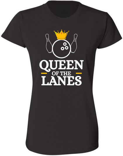 Queen of The Lanes Women Printed T-Shirt | 100% Cotton Crewneck Bowling Tee Shirt For Girls