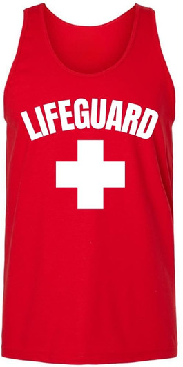 Lifeguard White Cross Printed Unisex Tank Top - Water Safety Rescue Watch Tank Tee