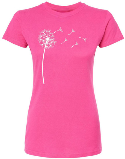 Dandelion Flower Printed T-Shirt Floral Minimal Graphic Cotton Crewneck Tee