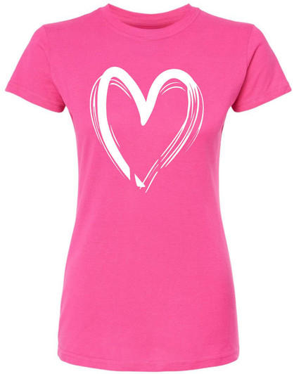 Heart Outline Printed T-Shirt Minimalist Hand Drawn Love Graphic 100% Cotton Crewneck Tee