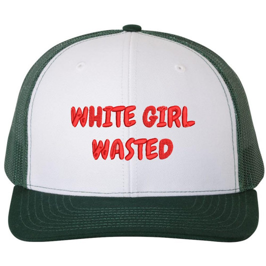White Girl Wasted Trucker Hat Embroidered Funny Party Gag Gift Mesh Back Adjustable Cap