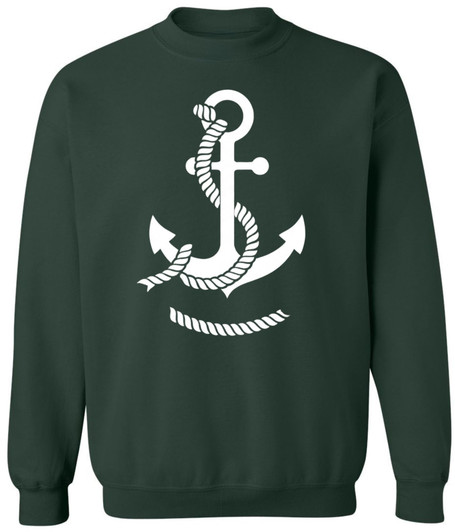 Nautical Anchor Graphic Printed Sweatshirt Maritime Sailor Design Cotton Polyester Pullover Crewneck