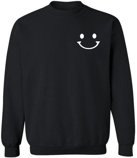 Smile Face Graphic Printed Sweatshirt Happy Face Minimalist Streetwear Cotton Polyester Pullover Sweatshirt