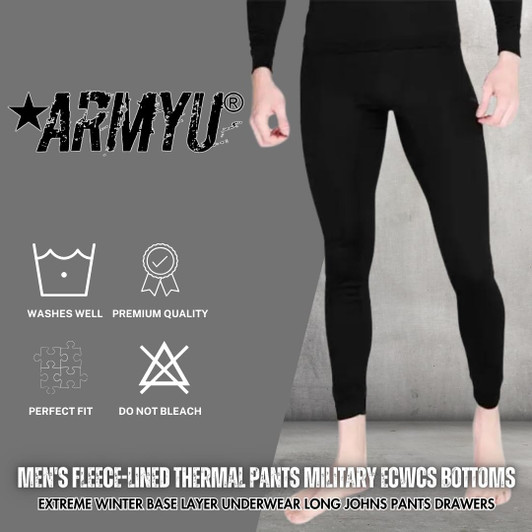 Men's Fleece-Lined Thermal Pants Military ECWCS Bottoms Extreme Winter Underwear Long Johns Pants Drawers