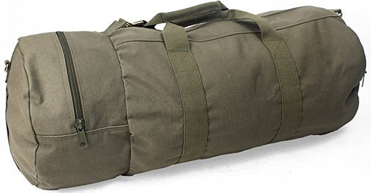 ARMYU Cotton Canvas Large Shoulder Duffle Bag Olive Drab Tote with Straps