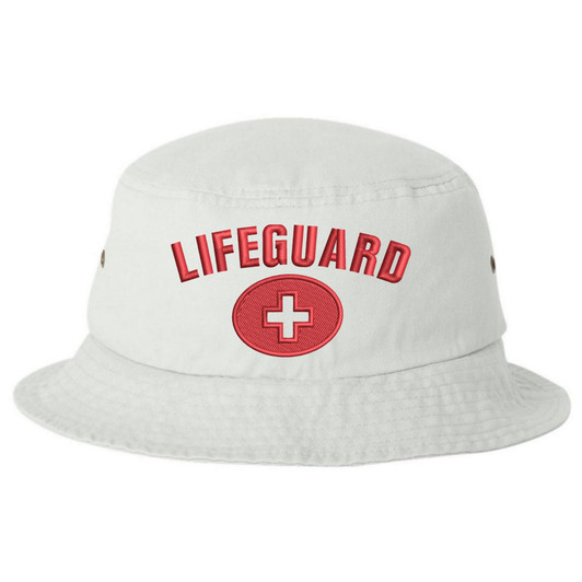 White + Lifeguard Bucket Hat | Unstructured Professional Safety lifeguard Round Brim Bucket Cap Men Women | Pool & Beach Watching