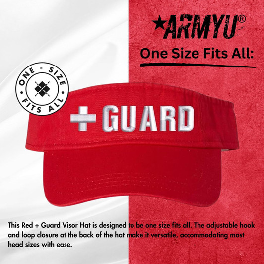 Red + Guard Visor Hat | Professional White Cross Lifeguard Visor Sun Cap for Men & Women | Pool Beach River Watch