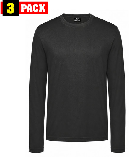 Army Universe Lightweight Breathable Long Sleeve T-Shirt 3 Pack, 100% Polyester Moisture Wicking Athletic Tee Shirt