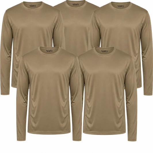 Army Universe Lightweight Breathable Long Sleeve T-Shirt 6 Pack, 100% Polyester Moisture Wicking Athletic Tee Shirt