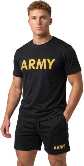 US Army PT T-Shirt & Shorts Set | Performance Moisture Wicking Physical Training Workout Gym Exercise Jogging Uniform
