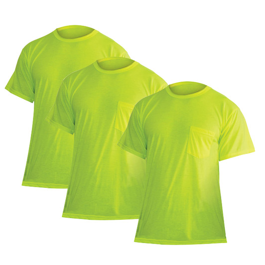 Rothco Moisture Wicking Pocket T-Shirt 3-Pack - Safety Green, XL