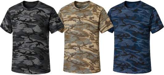 Men's 3 Pack Camo T-Shirts, Short Sleeve Crew Neck 3 Color Camo Tee Shirts