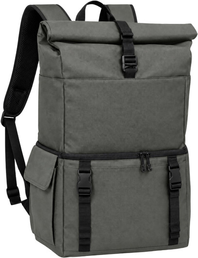 Insulated Roll-Top Picnic Backpack Cooler with Padded Straps, 21L