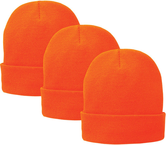 Fleece Lined Winter Beanie Cap - Thermal Cold Weather Unisex Hat, 3 Pack