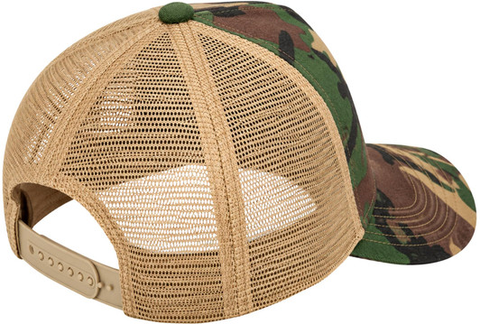 Distressed Meshback Baseball Cap - Low Profile Snapback Hat, Camo/Khaki