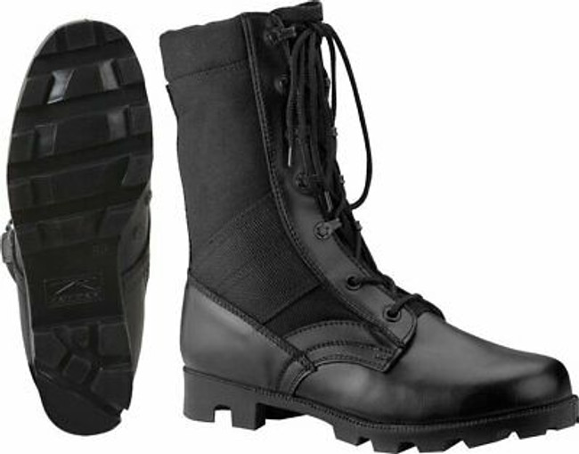 Kids Black Leather Speedlace Military Style Uniform Jungle Boots