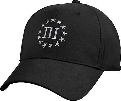 Black 3 Percenter Cap 3% Baseball Cap Roman Numerals III Percent Patriot Gun Rights 2nd Amendment Structured Adjustable Hat