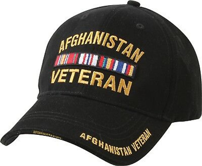 Black Afghanistan Veteran Deluxe Low Profile Baseball Hat Cap