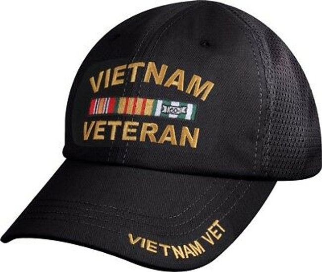 Vietnam Veteran Military Vet Black Cap Mesh Back Summer Ball Hat Army Navy