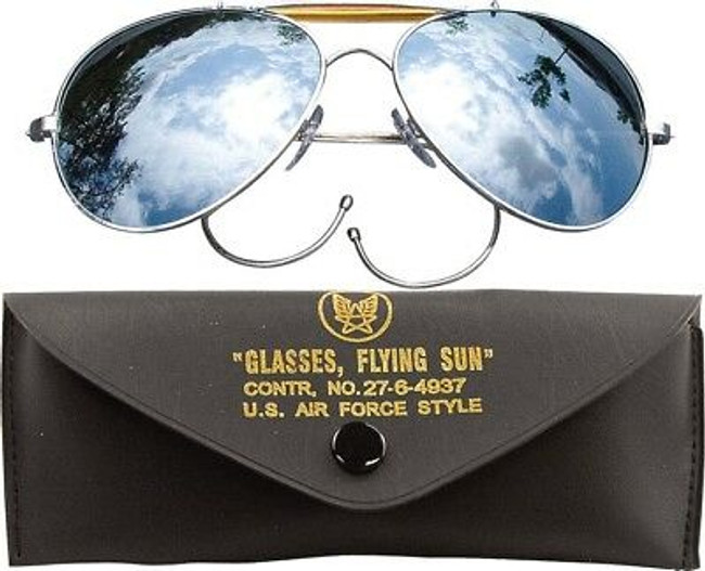 Mirror Lenses Military Aviators US Air Force Type Tactical Sunglasses with Case