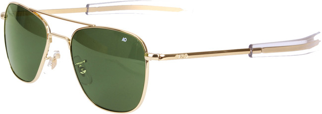 AO Eyewear Gold Frame 55MM Green Lenses Original Pilots Sunglasses Aviators
