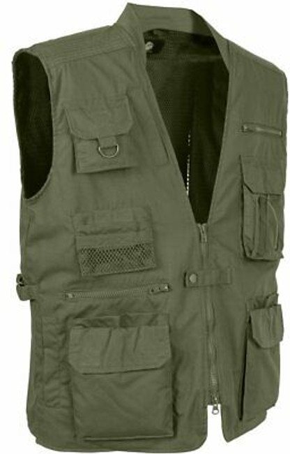  Olive Drab Multi-Pocket Cargo Tactical Concealed Carry Travel Vest