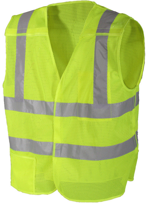 Neon Green High Visibility Safety Vest Reflective Strips Emergency Breakaway