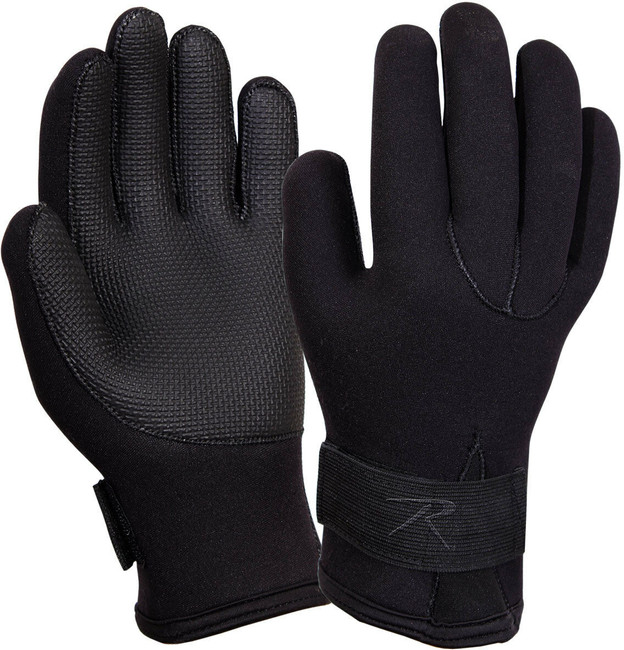 Black Waterproof Wet & Cold Weather Neoprene Gloves Fleece Lined