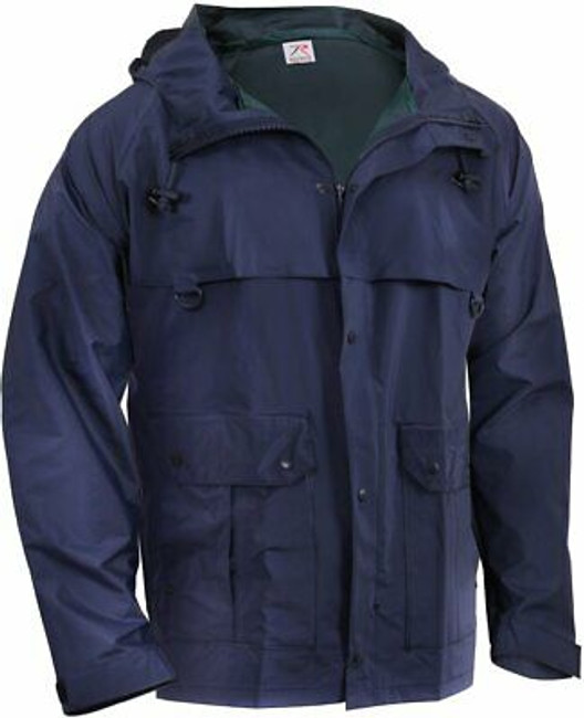 Navy Blue Microlite Tactical Lightweight PVC Nylon Rain Jacket